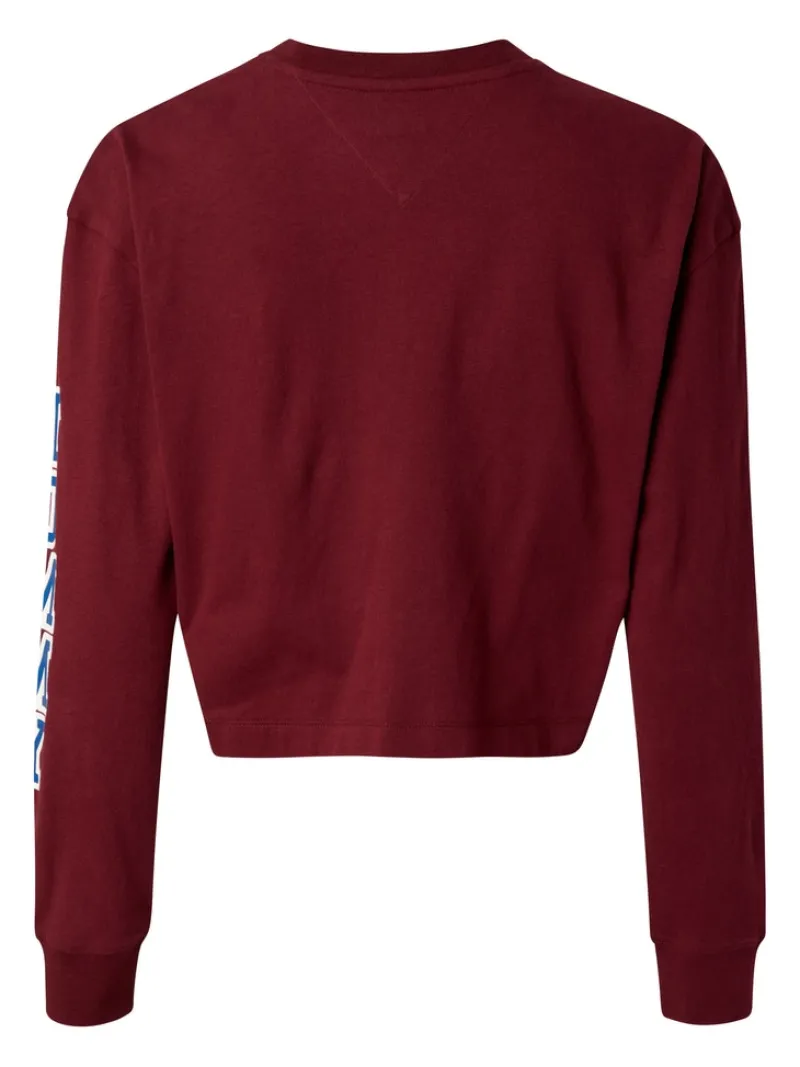 Tommy Jeans Shirts*TJW RLXD CROP COLLEGIATE T LS deep rouge