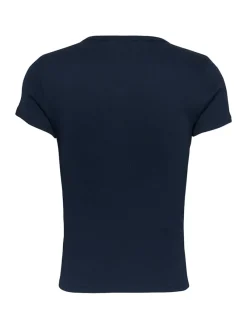 Tommy Jeans Shirts*TJW SLIM BUTTON RIB C-NECK SS dark night navy