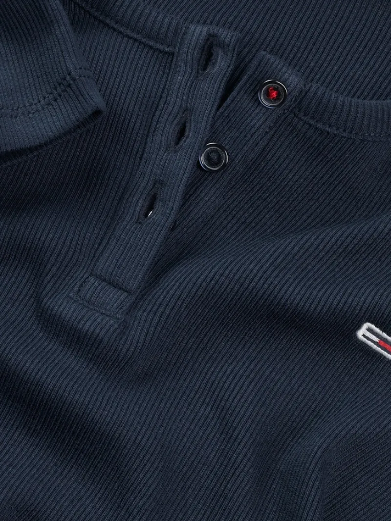 Tommy Jeans Shirts*TJW SLIM BUTTON RIB C-NECK SS dark night navy