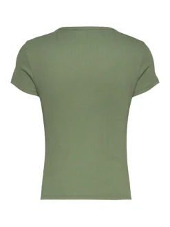 Tommy Jeans Shirts*TJW SLIM BUTTON RIB C-NECK SS aruba green