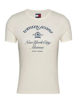 Tommy Jeans Shirts*TJW SLIM CREST NYC RINGER TEE ancient white