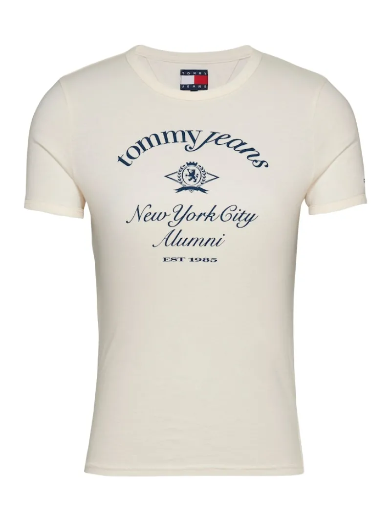 Tommy Jeans Shirts*TJW SLIM CREST NYC RINGER TEE ancient white