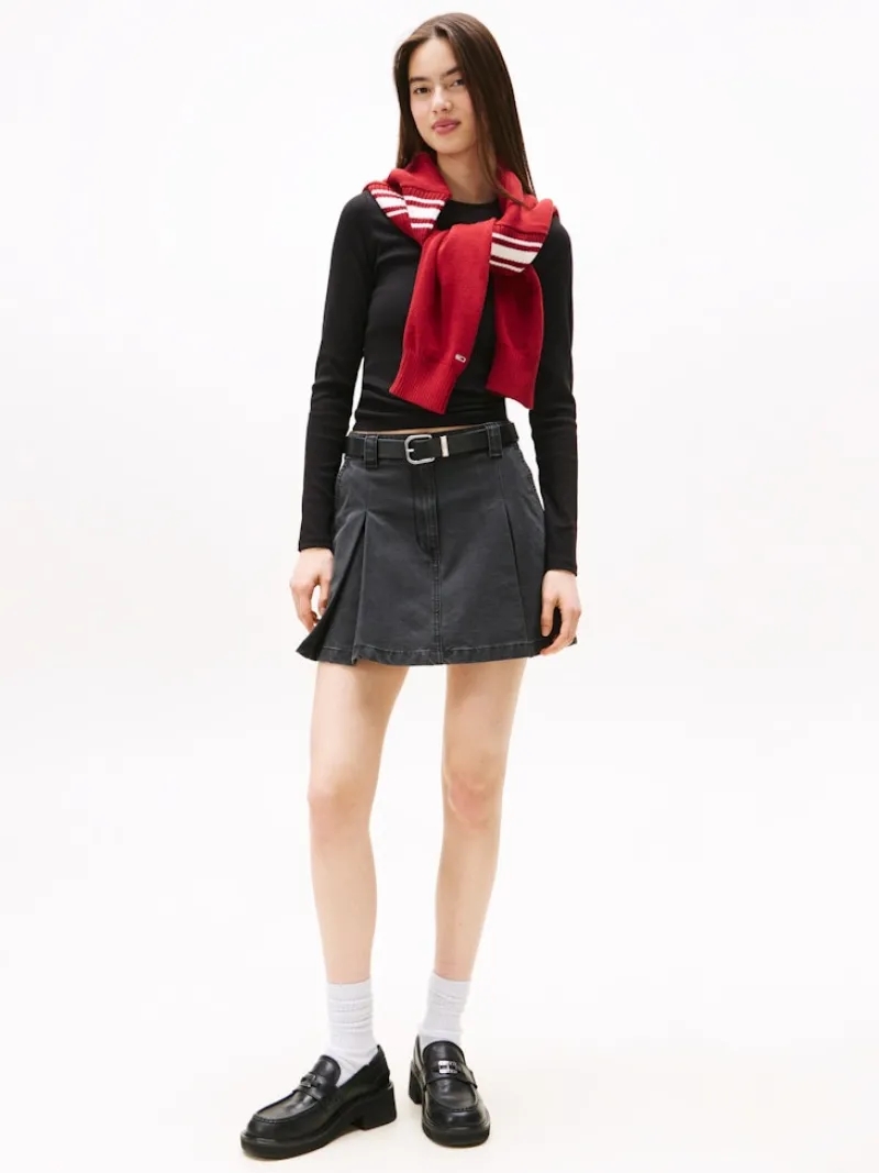 Tommy Jeans Shirts*TJW SLIM ESSENTIAL RIB LS Black