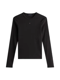Tommy Jeans Shirts*TJW SLIM ESSENTIAL RIB LS Black
