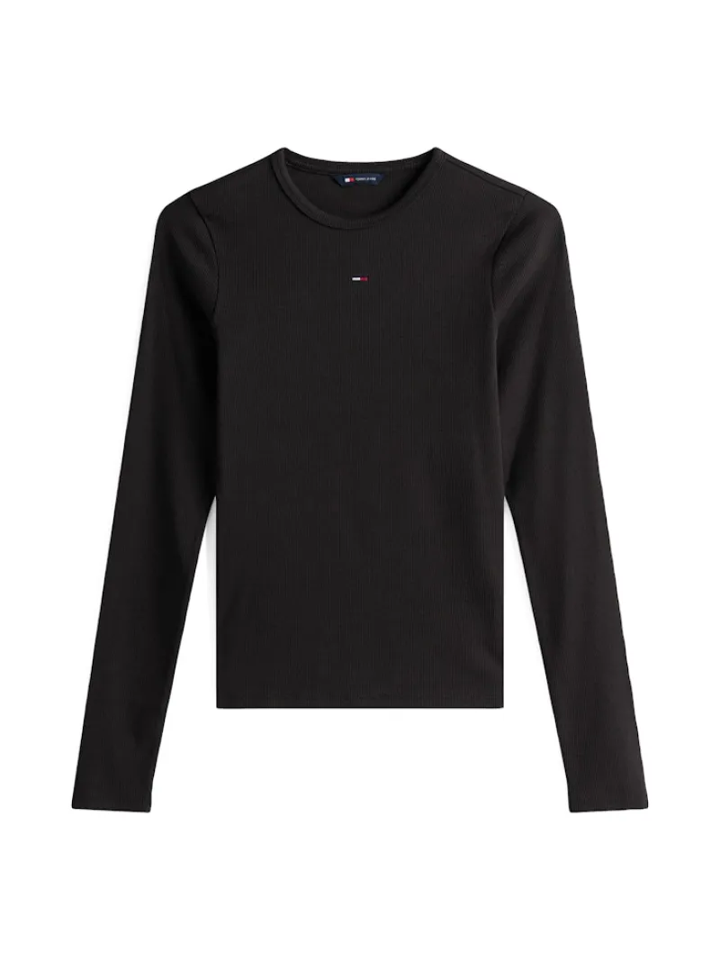 Tommy Jeans Shirts*TJW SLIM ESSENTIAL RIB LS Black