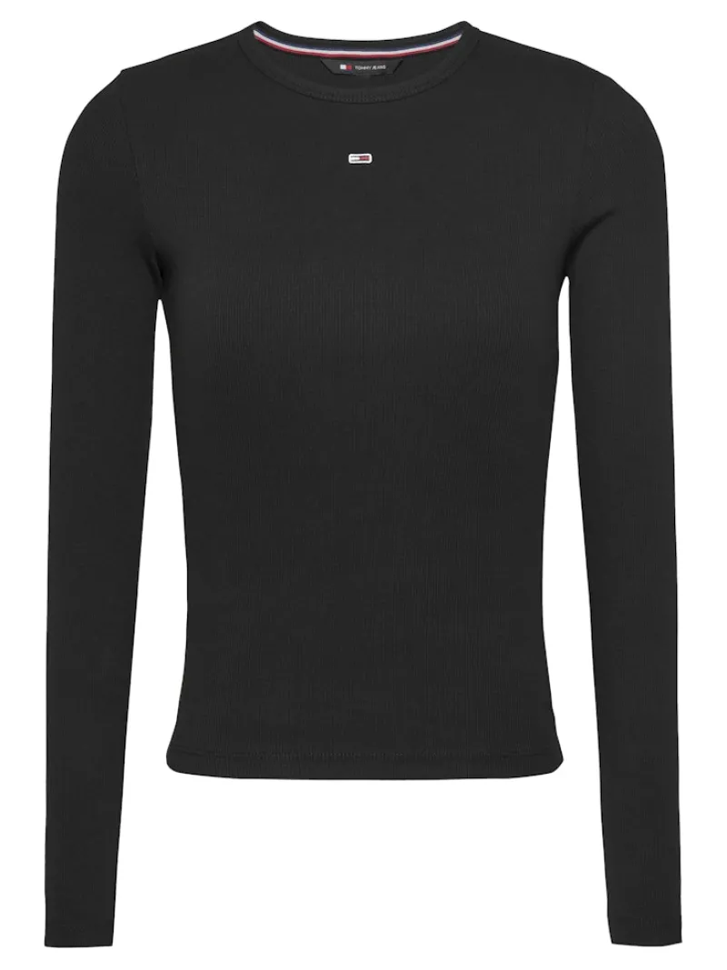 Tommy Jeans Shirts*TJW SLIM ESSENTIAL RIB LS Black