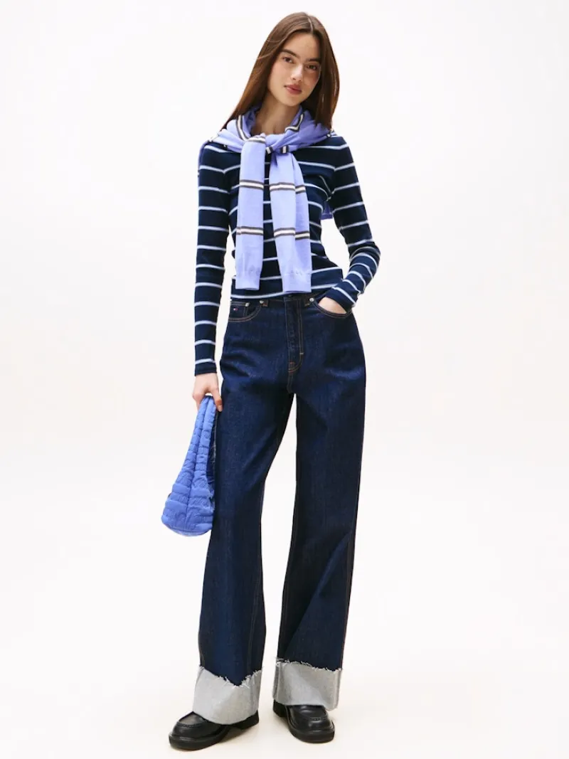 Tommy Jeans Shirts*TJW SLIM ESSENTIAL RIB LS dark night navy - stripe