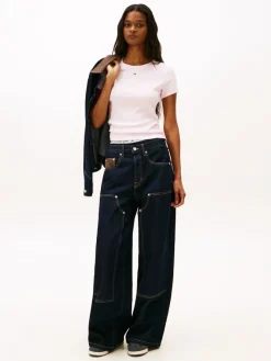 Tommy Jeans Shirts*TJW SLIM ESSENTIAL RIB SS EXT light pink