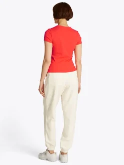 Tommy Jeans Shirts*TJW SLIM ESSENTIAL RIB SS EXT bright vermillion