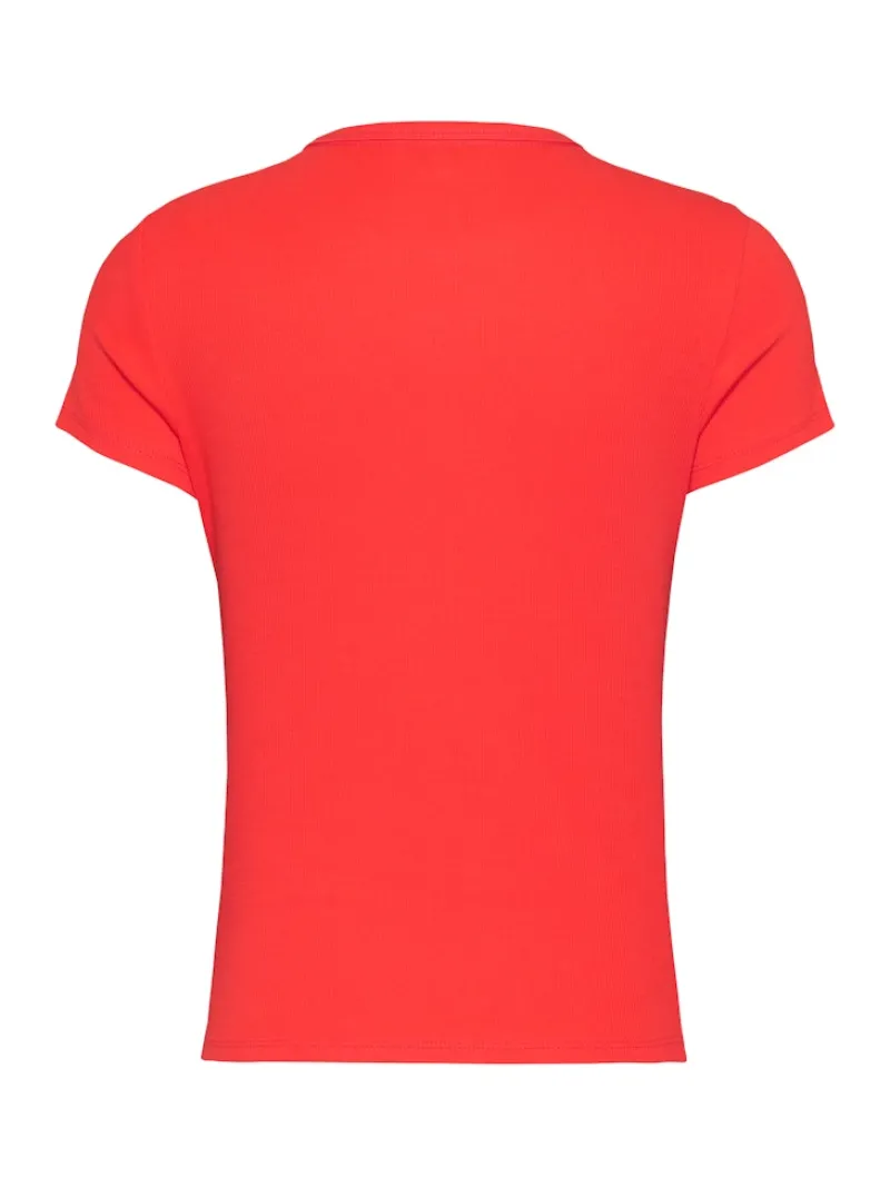 Tommy Jeans Shirts*TJW SLIM ESSENTIAL RIB SS EXT bright vermillion