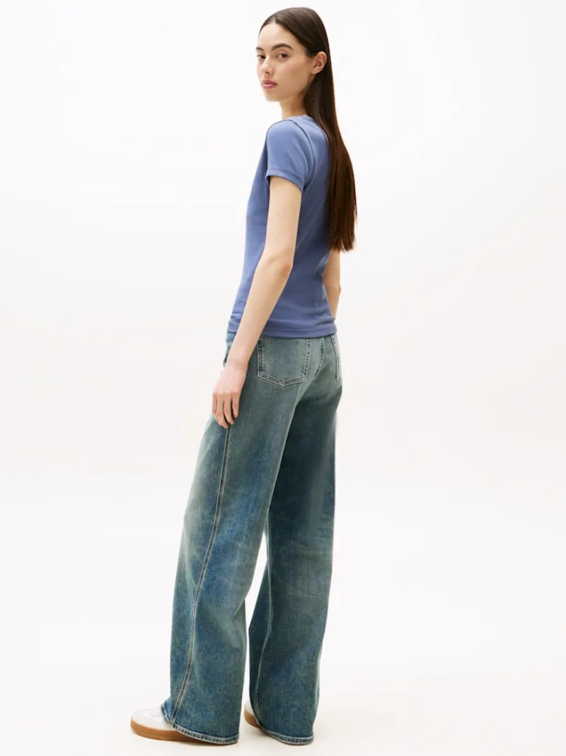 Tommy Jeans Shirts*TJW SLIM ESSENTIAL RIB V SS blue moment