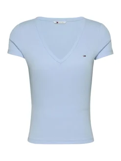 Tommy Jeans Shirts*TJW SLIM ESSENTIAL RIB V SS sweet blue