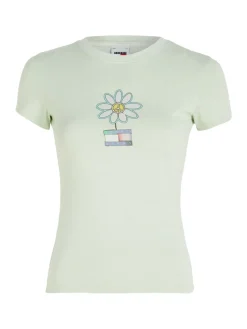 Tommy Jeans Shirts*TJW SLIM FLWR PWR 2 TEE opal green