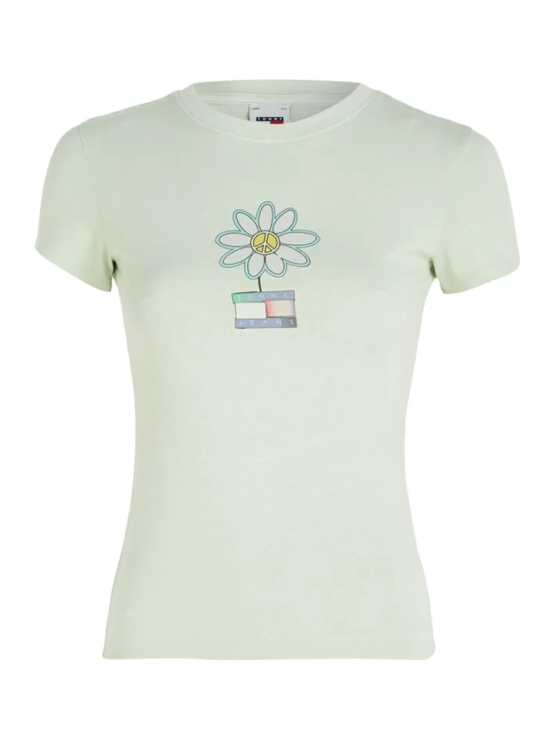 Tommy Jeans Shirts*TJW SLIM FLWR PWR 2 TEE opal green