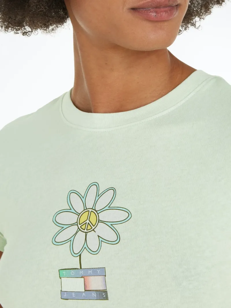 Tommy Jeans Shirts*TJW SLIM FLWR PWR 2 TEE opal green