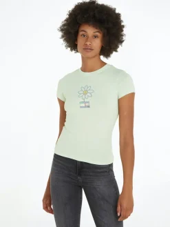 Tommy Jeans Shirts*TJW SLIM FLWR PWR 2 TEE opal green