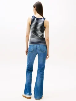 Tommy Jeans Shirts*TJW SLIM HENLEY WAFFLE TANK dark night navy - stripe