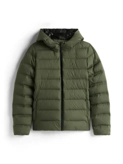 Tommy Jeans Jacken*TJW SLIM HOOD PRNT DOWN JCKT EXT pewter green