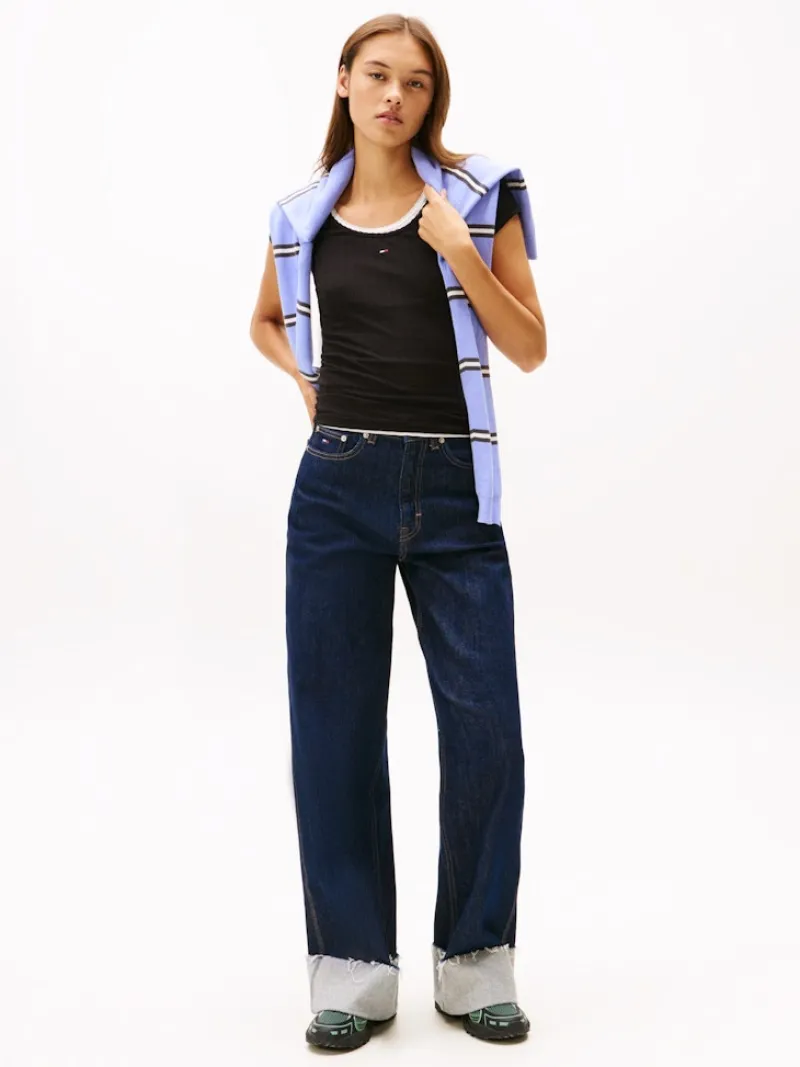 Tommy Jeans Shirts*TJW SLIM IRREGULAR RIB SS Black