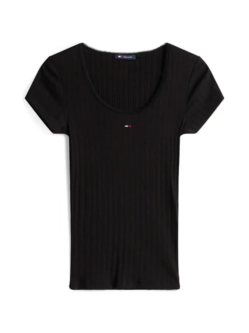 Tommy Jeans Shirts*TJW SLIM IRREGULAR RIB SS Black