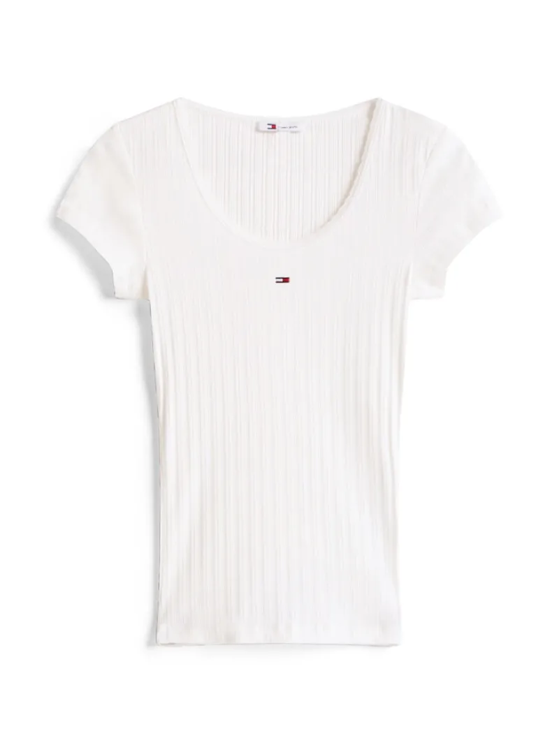 Tommy Jeans Shirts*TJW SLIM IRREGULAR RIB SS ecru