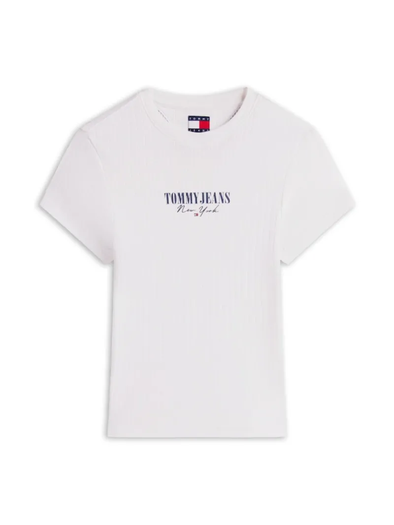 Tommy Jeans Shirts*TJW SLIM LOGO 2 POINTELLE TEE ecru