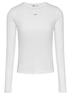 Tommy Jeans Shirts*TJW SLIM POINTELLE RIB TEE LS ecru