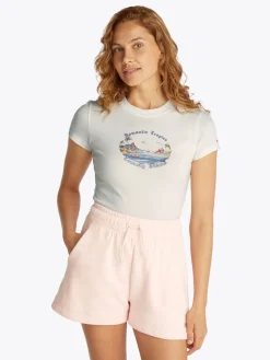 Tommy Jeans Shirts*TJW SLIM ROMANCE TROPICS TEE EXT ecru