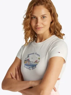 Tommy Jeans Shirts*TJW SLIM ROMANCE TROPICS TEE EXT ecru