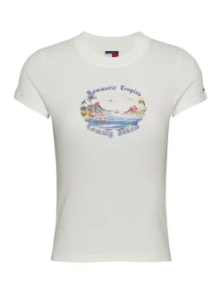 Tommy Jeans Shirts*TJW SLIM ROMANCE TROPICS TEE EXT ecru