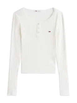 Tommy Jeans Shirts*TJW SLIM SH IRREGULAR RIB LS ecru