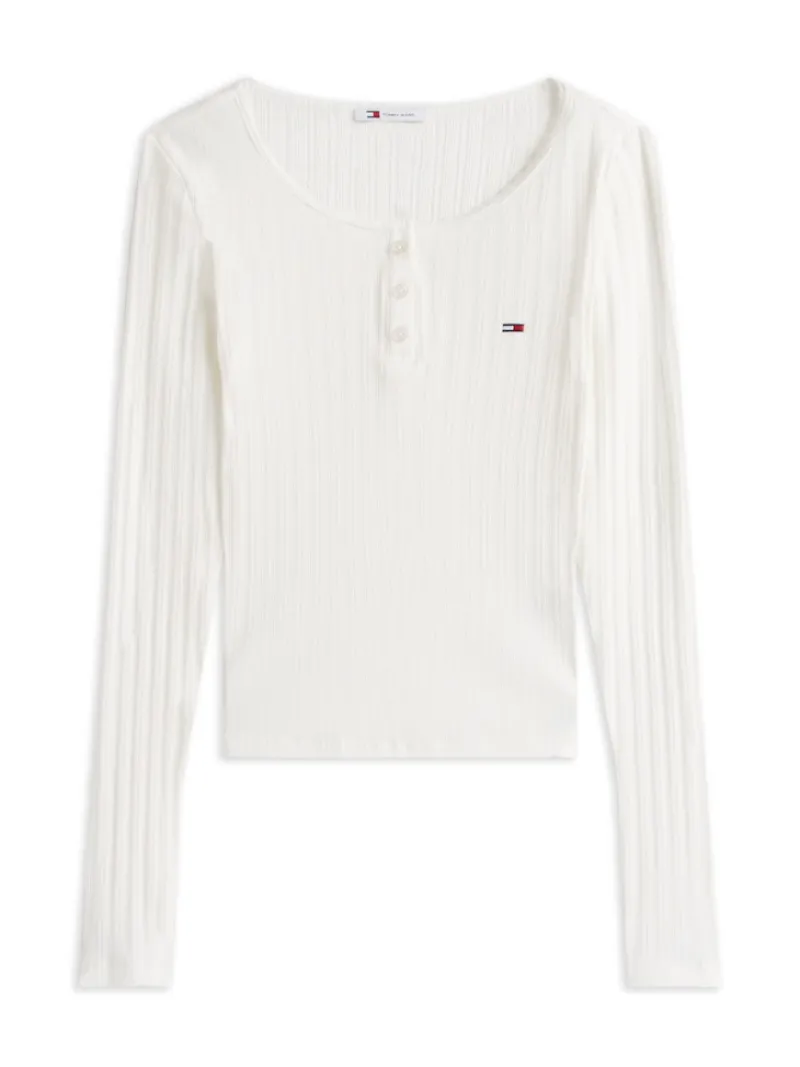 Tommy Jeans Shirts*TJW SLIM SH IRREGULAR RIB LS ecru