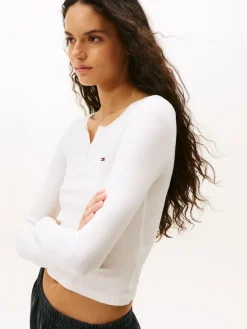 Tommy Jeans Shirts*TJW SLIM SH IRREGULAR RIB LS ecru