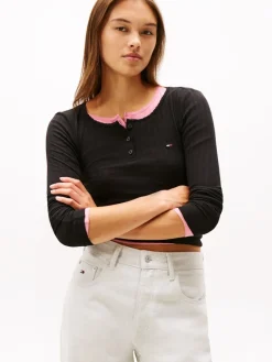 Tommy Jeans Shirts*TJW SLIM SH IRREGULAR RIB LS Black