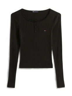 Tommy Jeans Shirts*TJW SLIM SH IRREGULAR RIB LS Black