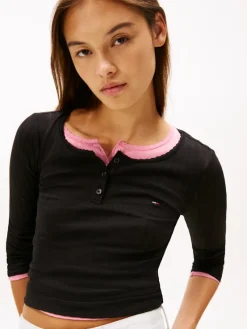 Tommy Jeans Shirts*TJW SLIM SH IRREGULAR RIB LS Black