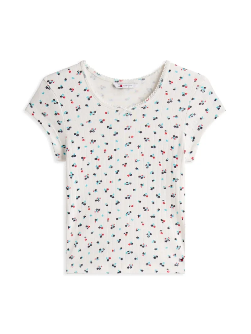 Tommy Jeans Shirts*TJW SLIM SH SS pointelle aop