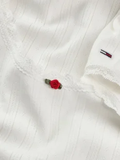 Tommy Jeans Shirts*TJW SLIM SH POINTELLE SS TEE EXT ecru