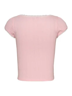 Tommy Jeans Shirts*TJW SLIM SH POINTELLE SS TEE EXT precious pink