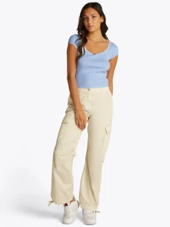 Tommy Jeans Shirts*TJW SLIM SH POINTELLE SS TEE EXT sweet blue