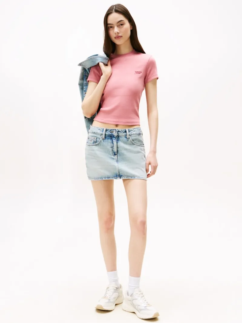 Tommy Jeans Shirts*TJW SLIM SH SCRIPT TEE tahiti berry