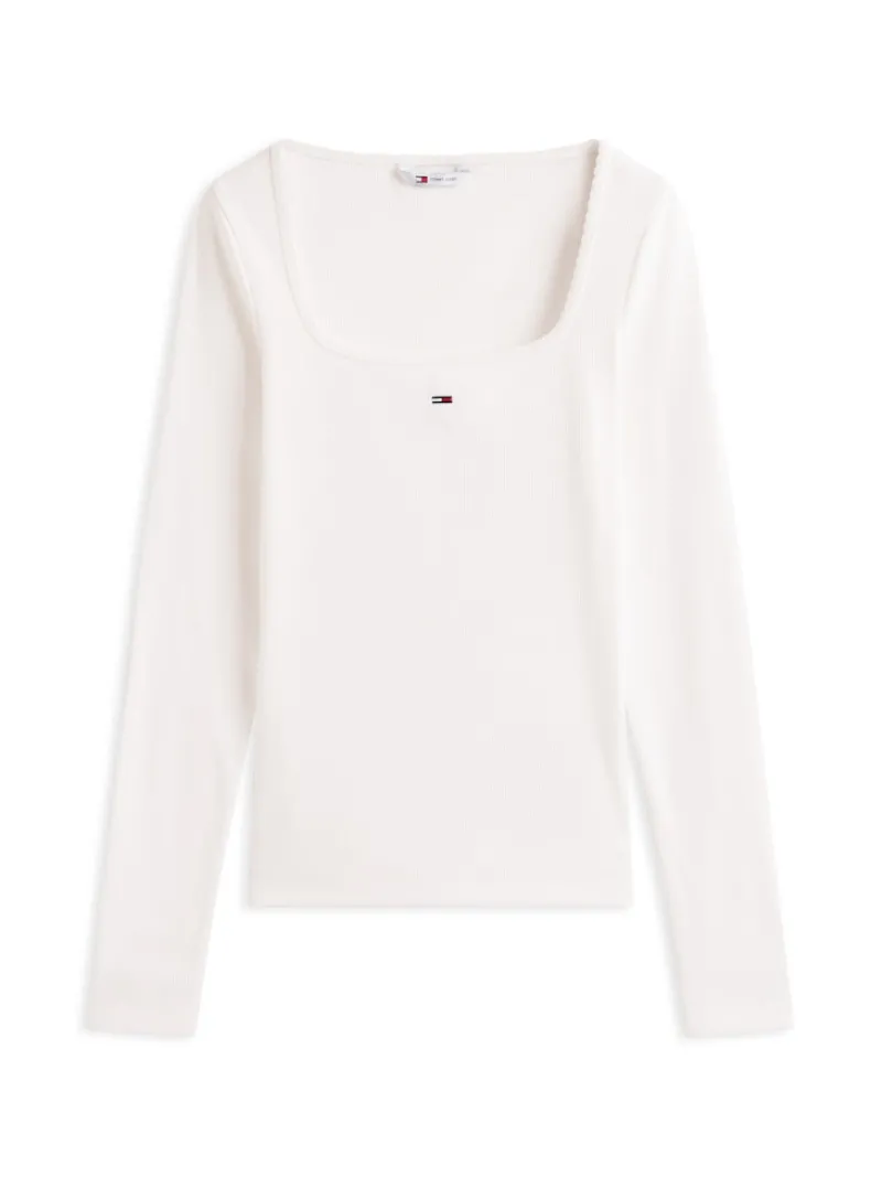 Tommy Jeans Shirts*TJW SLIM SOFT RIB LS TEE ecru