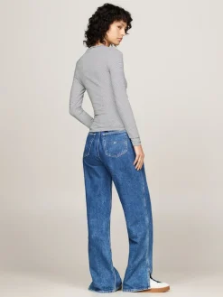 Tommy Jeans Shirts*TJW SLIM STRIPE ESSENTIAL RIB LS dark night navy - stripe