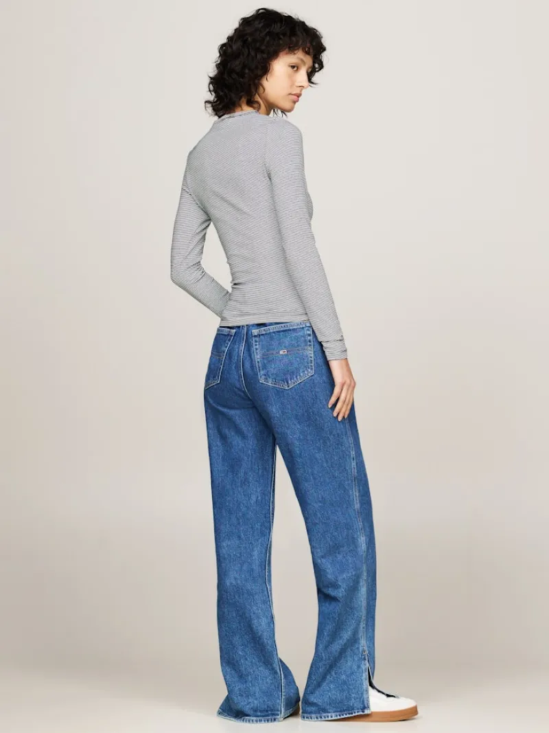 Tommy Jeans Shirts*TJW SLIM STRIPE ESSENTIAL RIB LS dark night navy - stripe