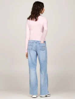 Tommy Jeans Shirts*TJW SLIM STRIPE ESSENTIAL RIB LS ballet pink - stripe