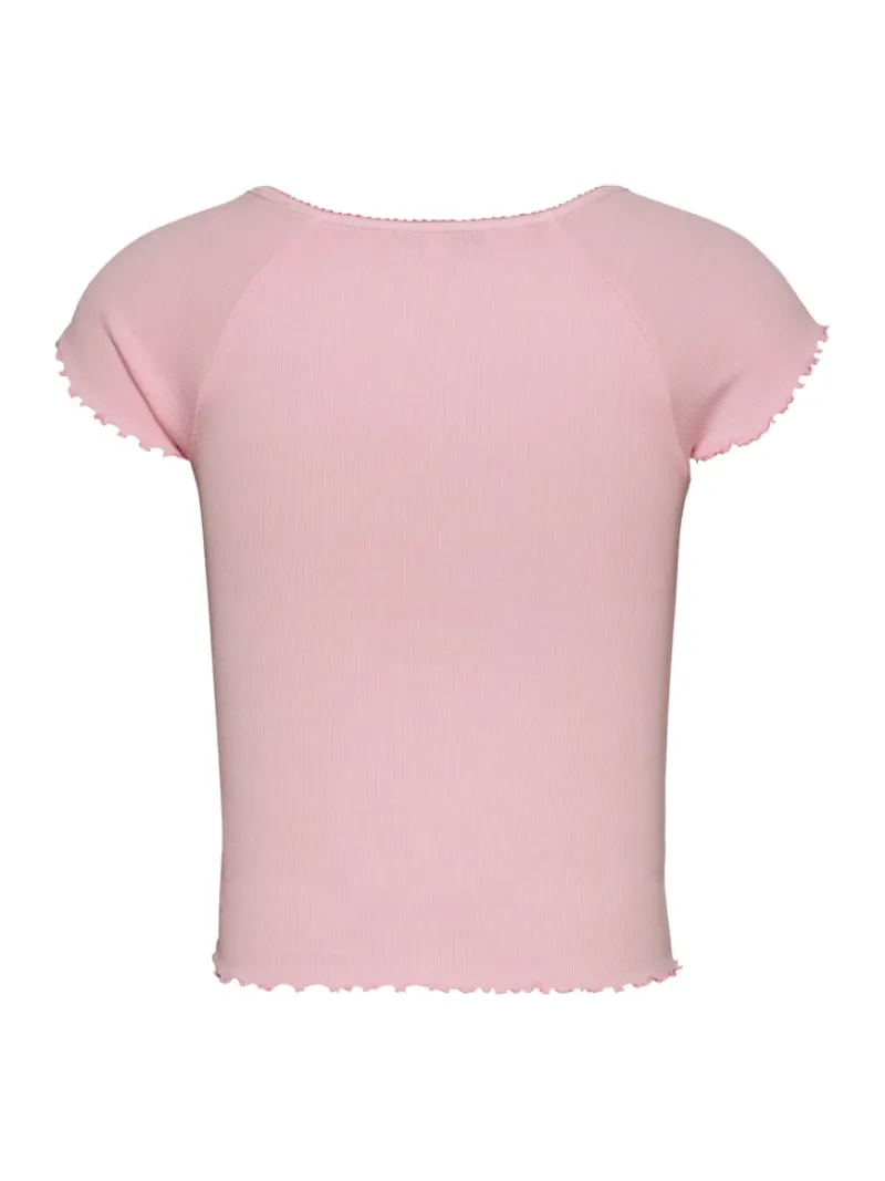 Tommy Jeans Shirts*TJW SLIM VNECK GMD RIB SS precious pink