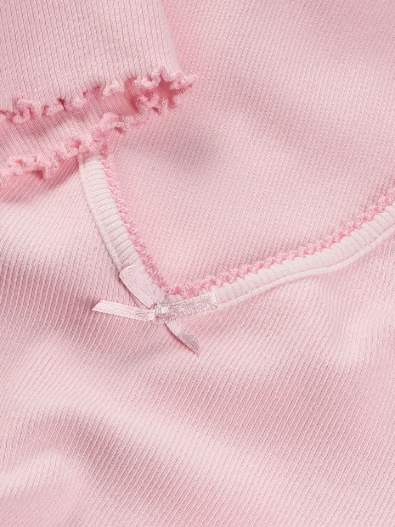 Tommy Jeans Shirts*TJW SLIM VNECK GMD RIB SS precious pink