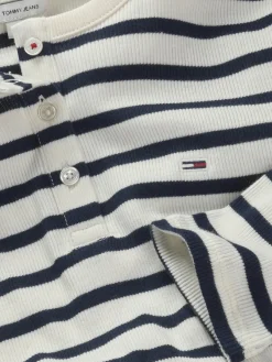 Tommy Jeans Shirts*TJW SLM BUTTON RIB C-NECK LS EXT navy-white stripe