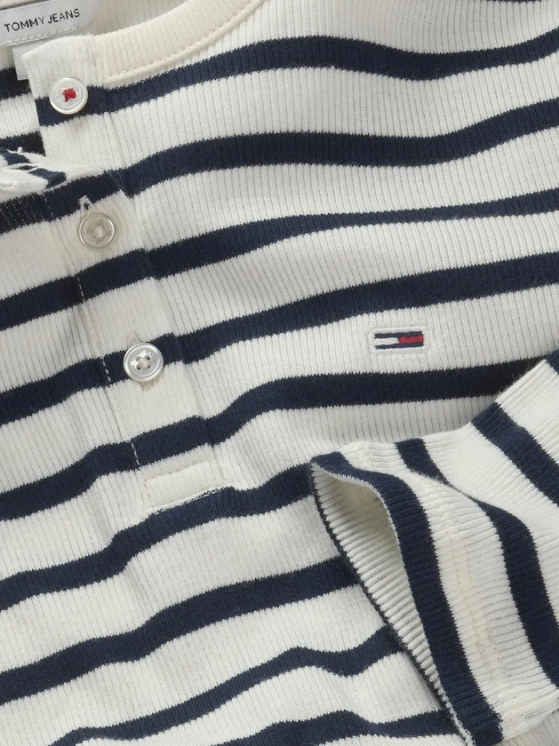 Tommy Jeans Shirts*TJW SLM BUTTON RIB C-NECK LS EXT navy-white stripe