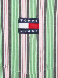 Tommy Jeans Kleider*TJW STRIPE SS SHIRT DRESS coastal green - multi
